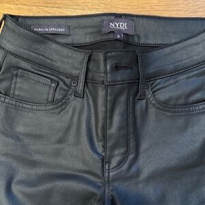 NYDJ Sleek Black Faux Leather Jeans sz 0